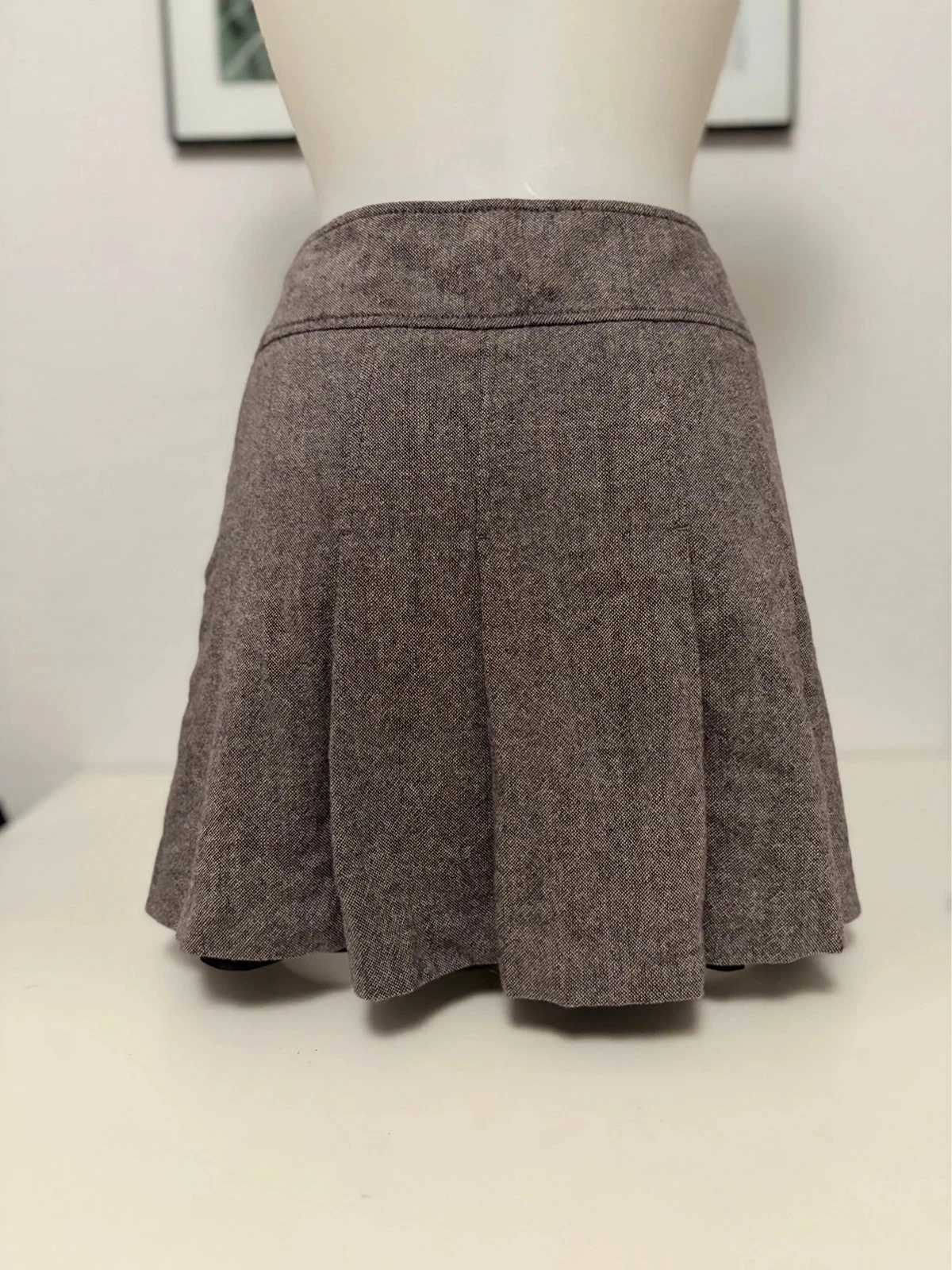 ☀️ Jupe courte Esprit taupe chiné en laine & viscose – Taille 34 (XS) – photo 5